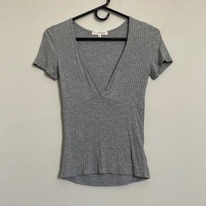 Urban Outfitters Gray Ribbed v-neck top